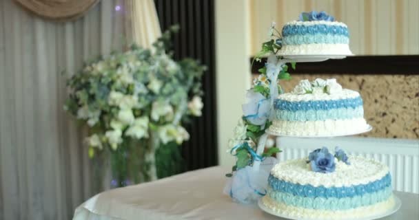 Restaurant. Wedding cake. — Stock Video