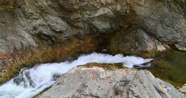 Cascadas Sheshory, Ucrania. Agua que fluye sobre rocas . — Vídeo de stock
