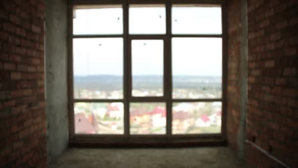 Bau. Gebäude innen. Fenster. — Stockvideo