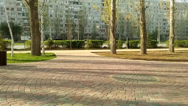 Rusko Volzhsky Volgograd Region Park Mezi Microdistricts Pohled Silnici Tramvajovou — Stock video