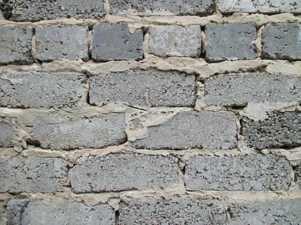 Background Old Gray Wall Made Bricks Texture Rough Seams — Stock Photo, Image