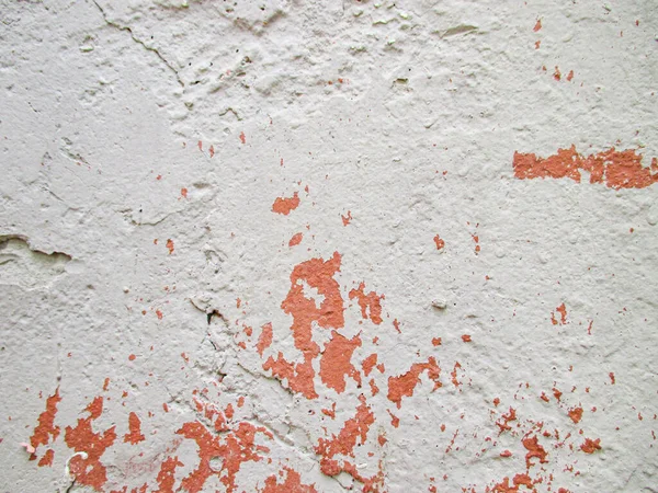 Vörös Falat Fehér Festékkel Festették Idővel Felső Réteg Festék Elhasználódott — Stock Fotó