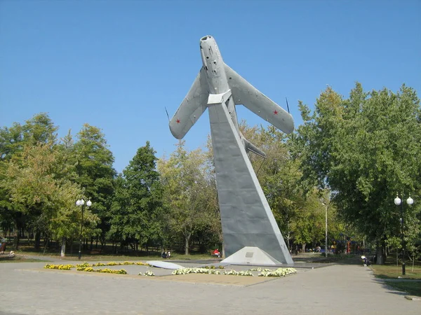 Monument Soldiers Liberators Mig Airplane Mariupol Ukraine — 스톡 사진