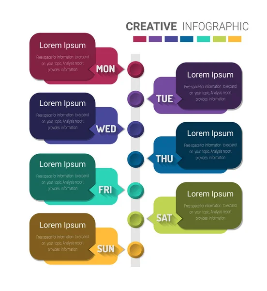 Negocio Línea Tiempo Para Días Opciones Vector Diseño Infografías Línea — Vector de stock