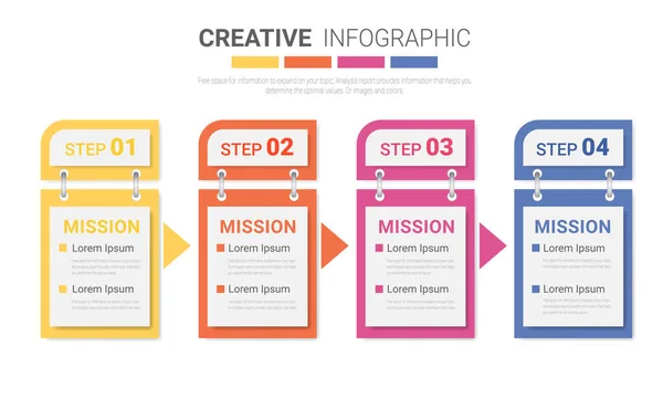 Modèle Coloré Business Concept Timeline Flèches Mise Page Infographique Étapes — Image vectorielle