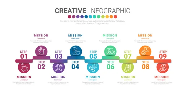 Timeline Business Infographic Template Abstract Infographics Number Options Template Con — Vettoriale Stock