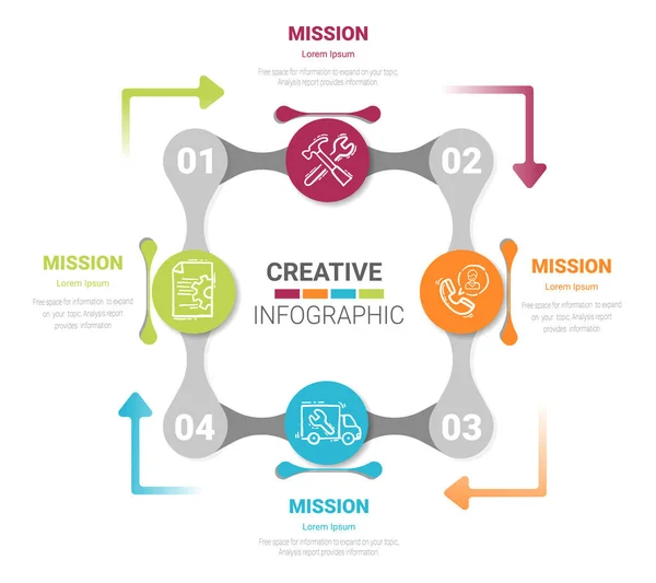 Diagramme Cycle Infographie Présentation Diagramme Rond Concept Entreprise Avec Options — Image vectorielle