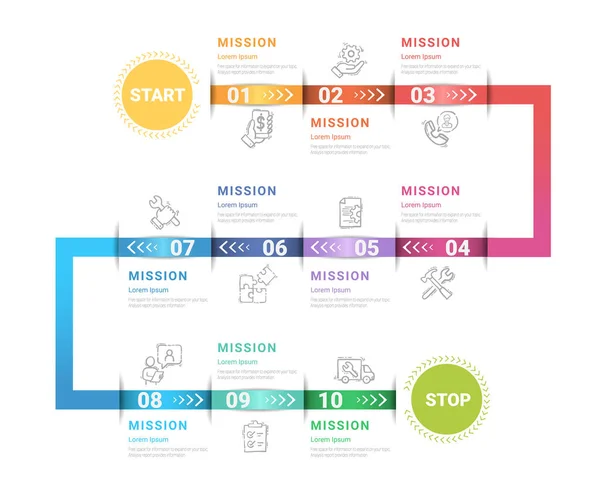 Modèle Infographie Timeline Modèle Conception Timeline Infographie Vectorielle Avec Étiquette — Image vectorielle