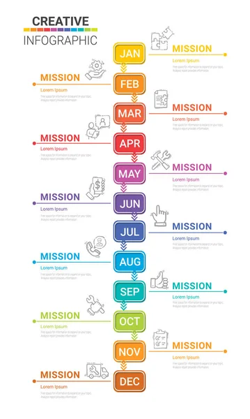 Échéancier Pour Mois Infographie Tout Mois Conception Planificateur Présentation Des — Image vectorielle