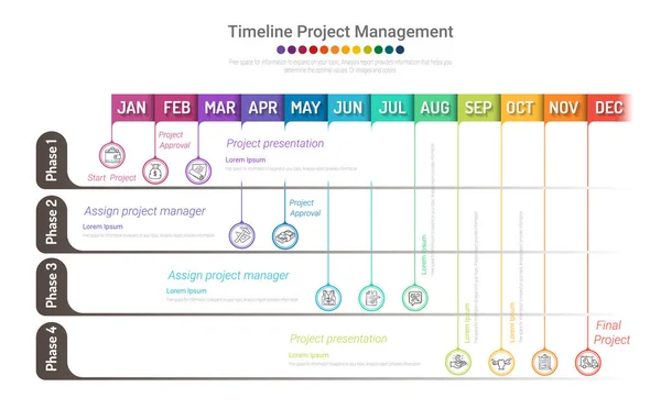 Project Timeline Graph Months Year All Month Planner Design Presentation — Stock Vector