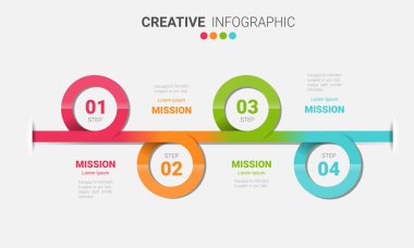 Zaman Çizelgesi Bilgi Şablonu, Vektör Bilgi Çizelgesi Zaman Çizelgesi Tasarım Şablonu 4 etiketli, Vektör. iş akışı düzeni, diyagram, sayı artırma seçenekleri için kullanılabilir.