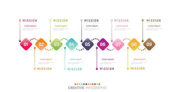 Tijdlijn Infographics Template Vector Infographics Tijdlijn Ontwerp Template Met Stappen — Stockvector