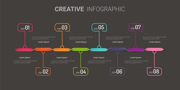 Графический Шаблон Timeline Векторная Инфографика Timeline Design Steps Векторная Иллюстрация — стоковый вектор