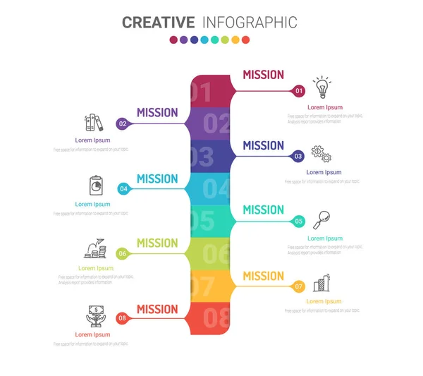 Modèle Infographie Chronologie Modèle Conception Chronologie Infographie Vectorielle Avec Étapes — Image vectorielle