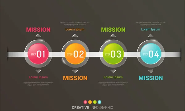 Modèle Infographie Chronologie Modèle Conception Chronologie Infographie Vectorielle Avec Étapes — Image vectorielle