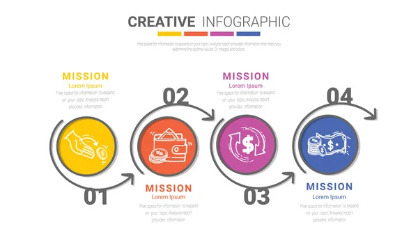 Modèle Abstrait Options Numéro Infographie Avec Des Étapes Avec Étiquette — Image vectorielle