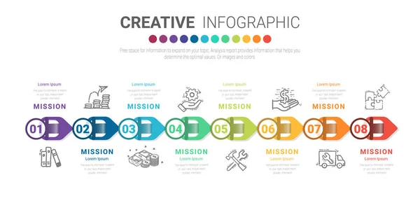 Infografik Design Vorlage Mit Zahlen Option Für Präsentations Infografik Timeline — Stockvektor