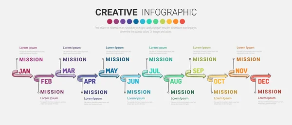 Planificateur Année Mois Vecteur Conception Infographie Chronologie Activité Présentation Peuvent — Image vectorielle