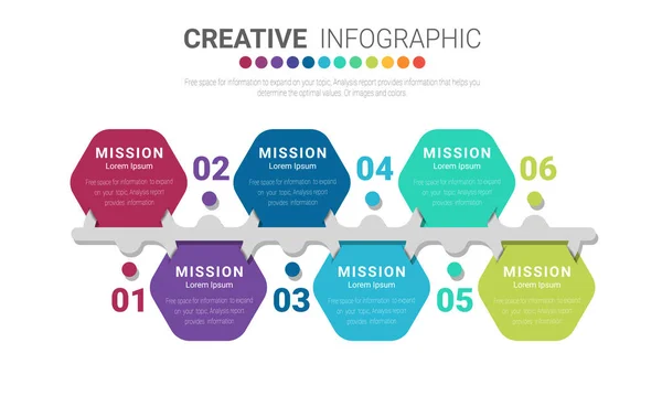 Modèle Infographie Avec Les Numéros Six Option Peut Être Utilisé — Image vectorielle