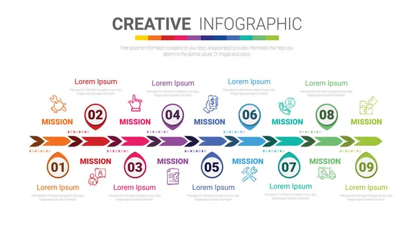 Infografik Design Vorlage Mit Optionen Kann Für Prozessdiagramm Präsentationen Workflow — Stockvektor