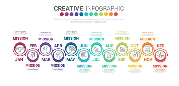 Modèle Infographie Entreprise Présentation Pour Mois Peut Être Utilisé Pour — Image vectorielle