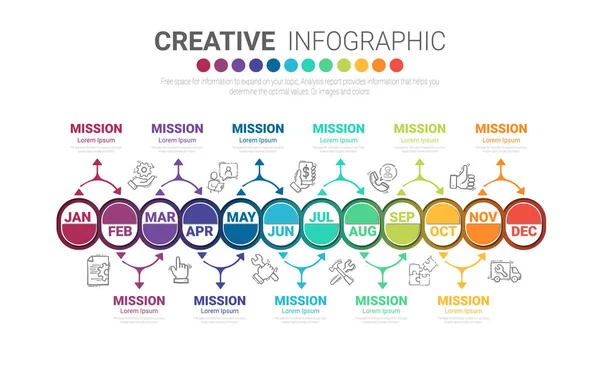 Jahresplaner Monate Jahr Timeline Infografik Design Vektor Und Präsentationsgeschäft Können — Stockvektor