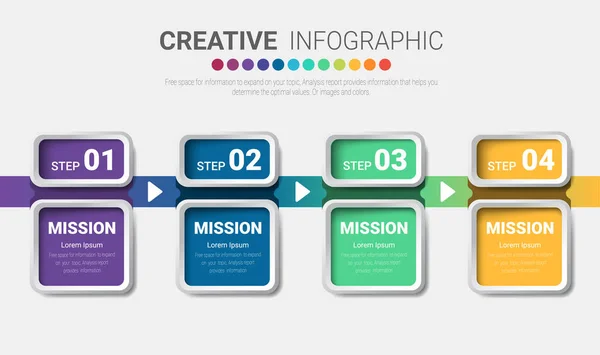 Modèle Abstrait Options Numéro Infographie Avec Des Étapes Avec Étiquette — Image vectorielle