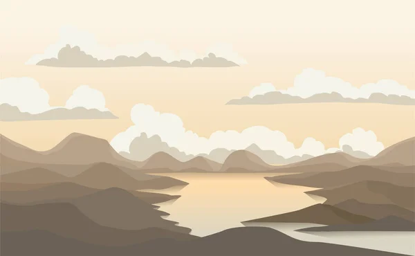 Manzara çizimi, düz bir şekilde manzaralar. Doğal duvar kağıtları minimalist, çokgen bir kavramdır..