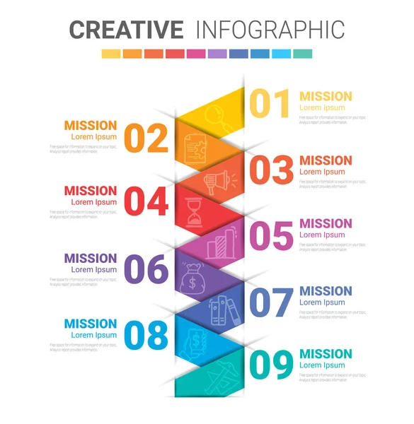 Infographic Design Template Options Μπορεί Χρησιμοποιηθεί Για Διάγραμμα Διεργασίας Παρουσιάσεις — Διανυσματικό Αρχείο