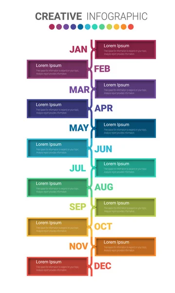 Timeline Presentation Months Year Timeline Infographics Design Vector Presentation Business — Stock Vector