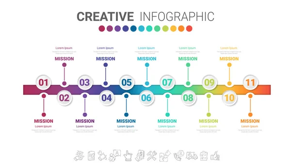 그래픽 Presentation Infographic 그래픽 Timeline Infographics 프로세스를 그래픽 디자인 템플릿 — 스톡 벡터