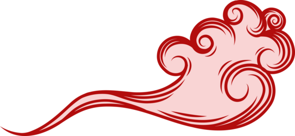 Kırmızı uğurlu bulut elementleri geleneksel Doğu Asya tarzında altın çizgili, Çin yeni yılı için dekoratif doğu süsü.