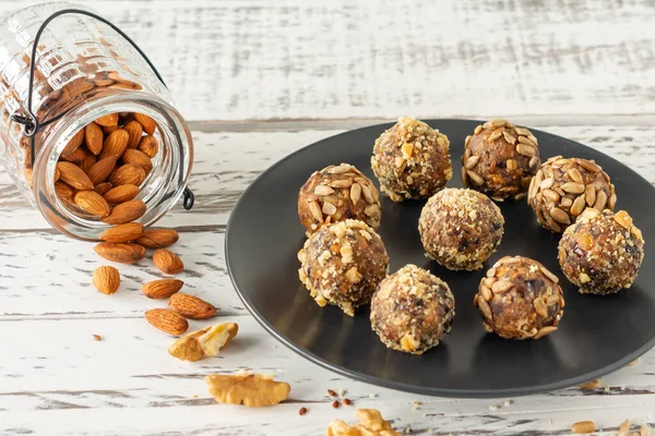 Energy Bites Vegetarian Dessert Chickpeas Almond Cacao Sesam Oats Vegan — Stock Photo, Image