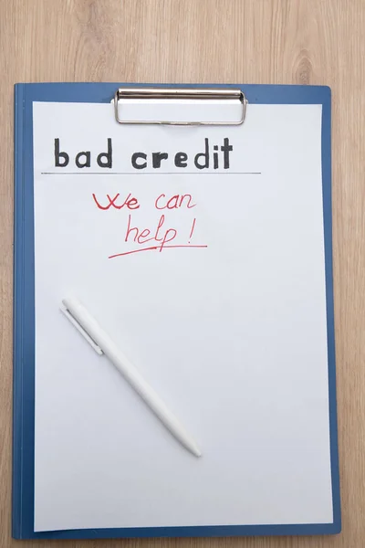 Document bad credit with sign we can help.