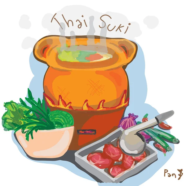 Chim Chum Thai Hot Pot — стоковый вектор