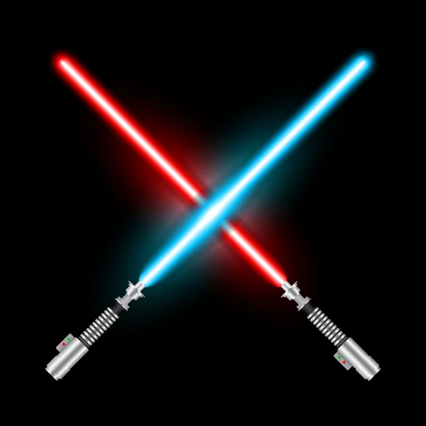 Gekreuzte Lichtschwerter. blaue und rote Schwerter — Stockvektor