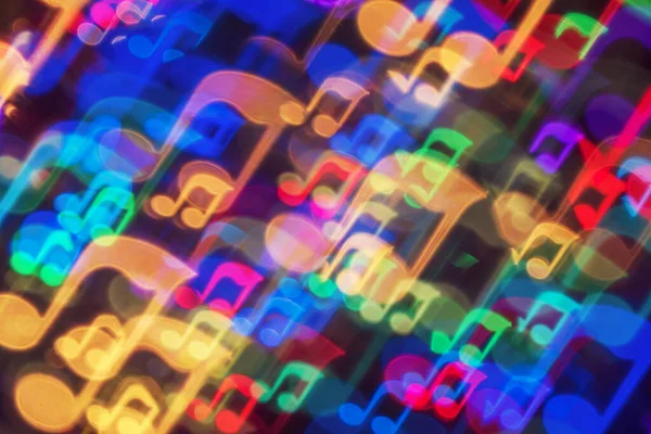 Renkli nota şeklinde bir arkaplan bokeh.