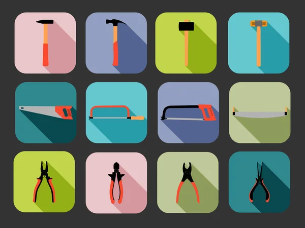 Iconos de herramientas cuadradas planas — Archivo Imágenes Vectoriales