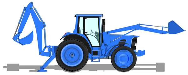 Traktor s nakladačem a lopatka bočním výhledem — Stockový vektor