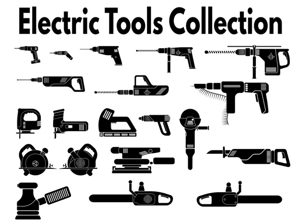 Herramientas eléctricas siluetas colección — Vector de stock