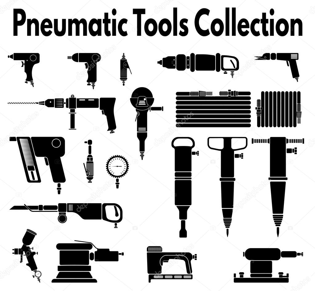 Pneumatic tools silhouette collection Stock Vector Image by ©kodyart