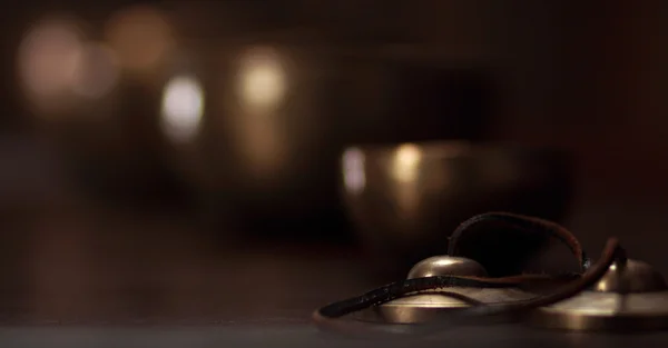 Bell used during buddhist prayers and also in alternative medicine — Stock Photo, Image