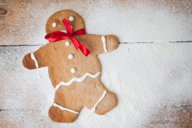 Zencefilli kurabiye adam, insanlar ahşap, uygun kar ve kış