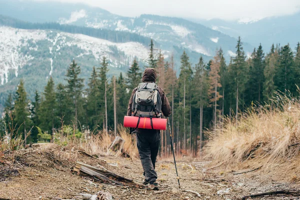 Kaukasische Männchen wandern in den Bergen — Stockfoto