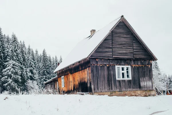 ahşap kabin dağlarda