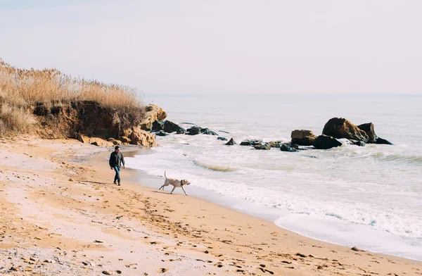 Hombre jugando con perro — Foto de Stock