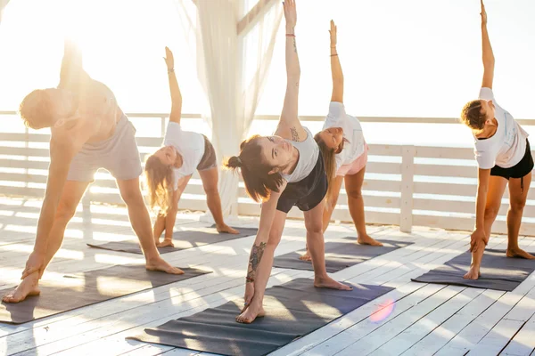 Grupa osób praktykujących jogę — Zdjęcie stockowe