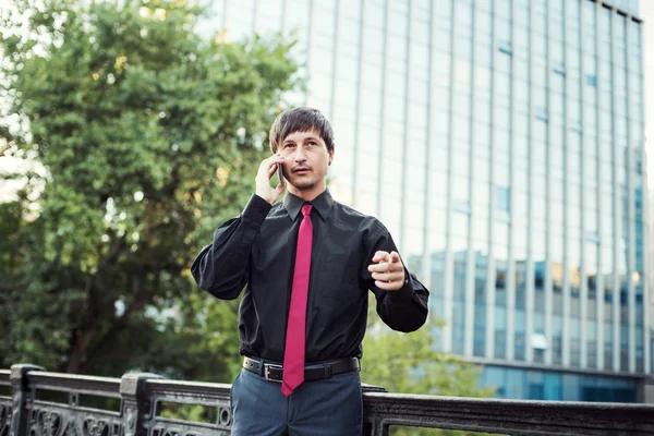 Biznesmen rozmawiający przez telefon — Zdjęcie stockowe