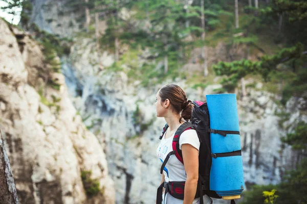 Female in Crimea mountains — Stock Photo, Image