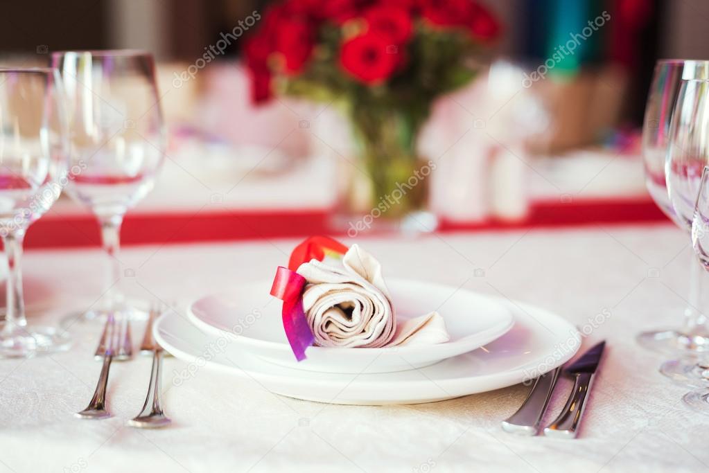 table set for wedding or another catered event dinner